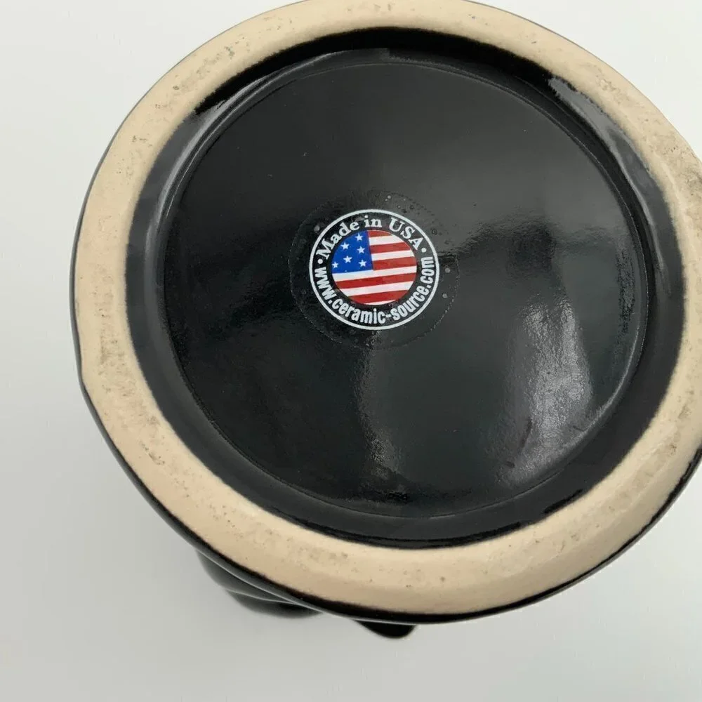 Black Glazed Open Mouth Tiki Tropical Island Tumbler Daiquiri Time Out Made USA - Picture 7 of 7